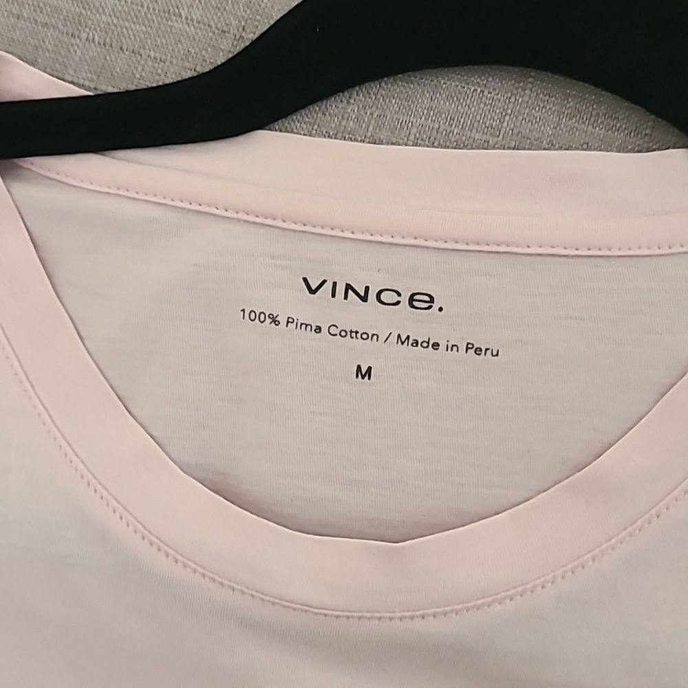 Vince Essential Crew Neck Short Sleeve Shirt Casa Rosa Pink Medium Airy Coastal - Picture 2 of 8